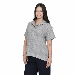 BLUSA LINO CON CANESU DELANTERO OVER SIZE - Vista 6