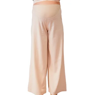 PANTALON DE LINO RIGIDO TIRO ALTO PIERNA AMPLIA CON FAJA DE ALGODON ELASTIZADO DELANTERO - Vista 2