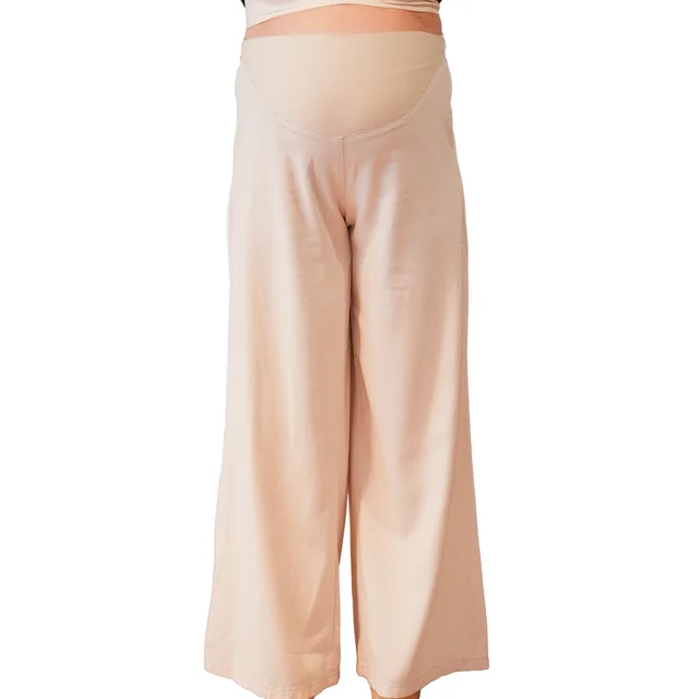 PANTALON DE LINO RIGIDO TIRO ALTO PIERNA AMPLIA CON FAJA DE ALGODON ELASTIZADO DELANTERO