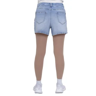 SHORT DE JEAN ELASTIZADO CELESTE CON MEDIA FAJA DELANTERA DE ALGODON ELASTIZADO - Vista 5