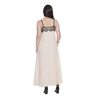 VESTIDO DE LINO CON PUNTILLA DE ESCOTE Y CIERRE EN BUSTO PARA PODER AMAMANTAR - Vista 3