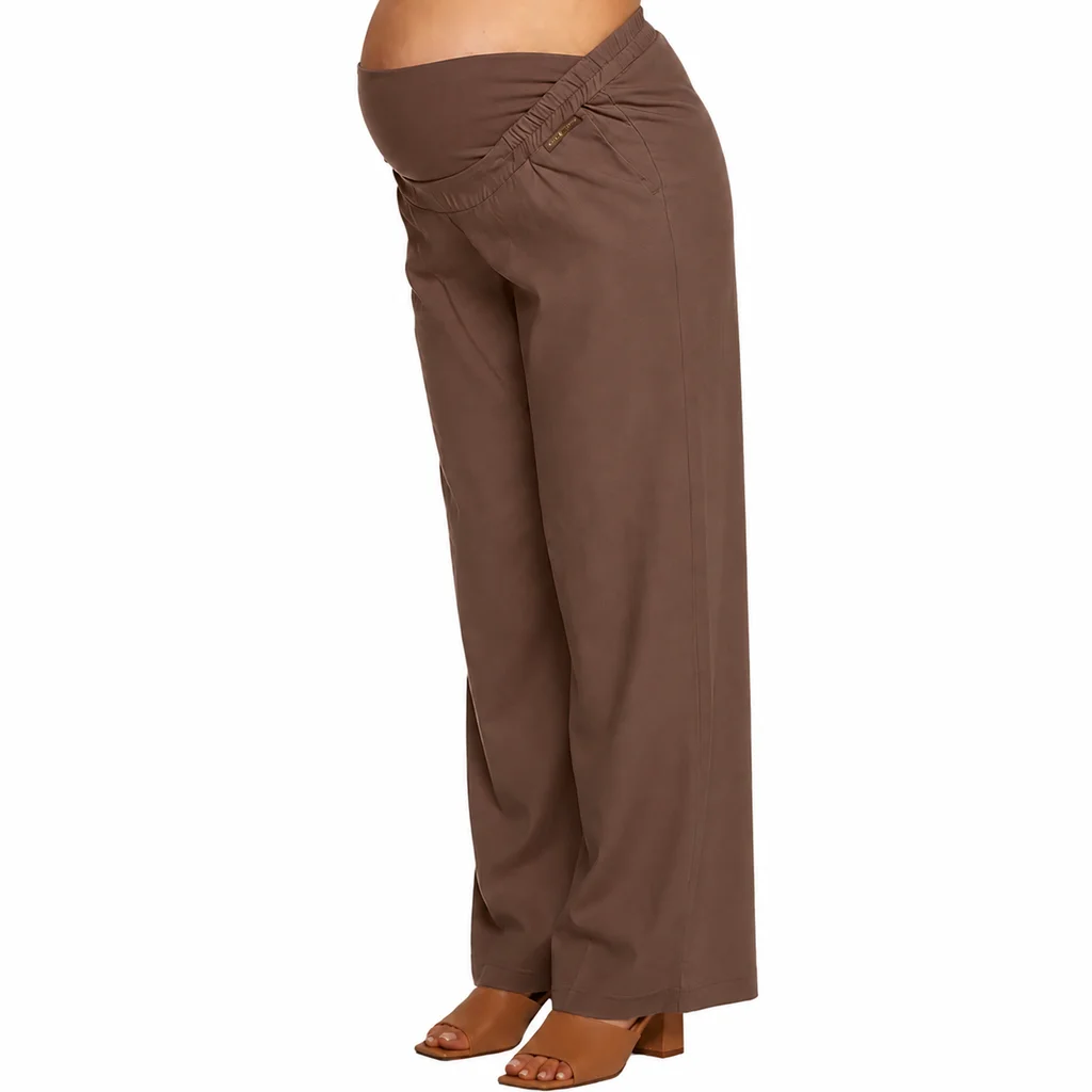 PANTALON LINO CORTE DE VESTIR CON CINTURA CAMBREADA DELANTERA Y FAJA ELASTIZADA EN PANZA