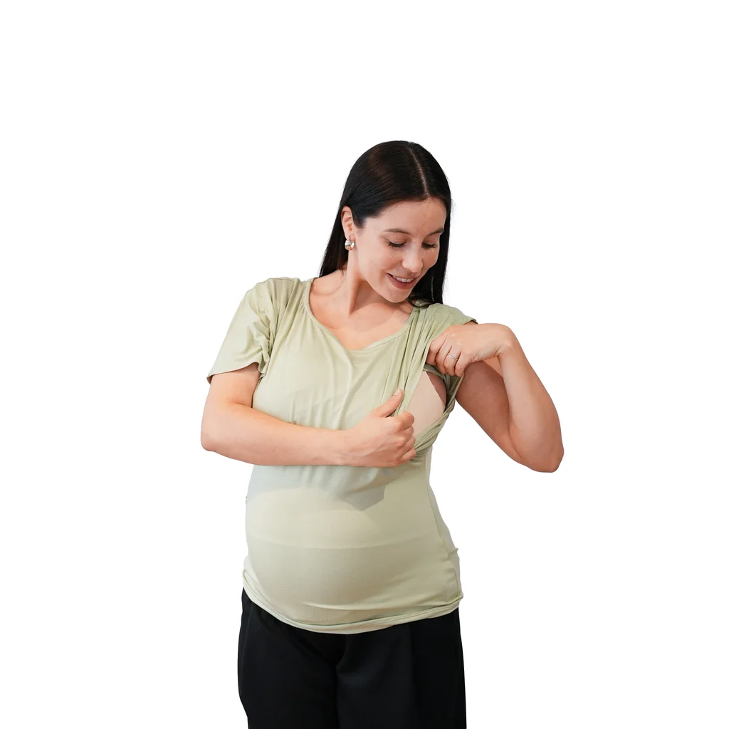 REMERA MODAL ELASTIZADO CON SISTEMA PARA AMAMANTAR DESDE LA MANGA