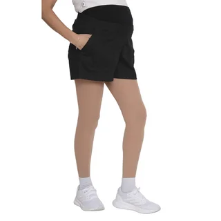 SHORT DE GABARDINA LIVIANO CON FAJA ELASTIZADA EN PANZA Y BOLSILLOS APLICADOS - Vista 1
