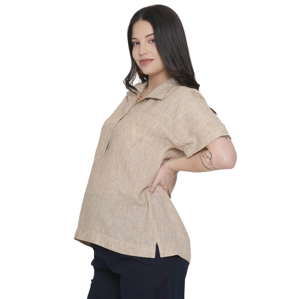BLUSA LINO CON CANESU DELANTERO OVER SIZE