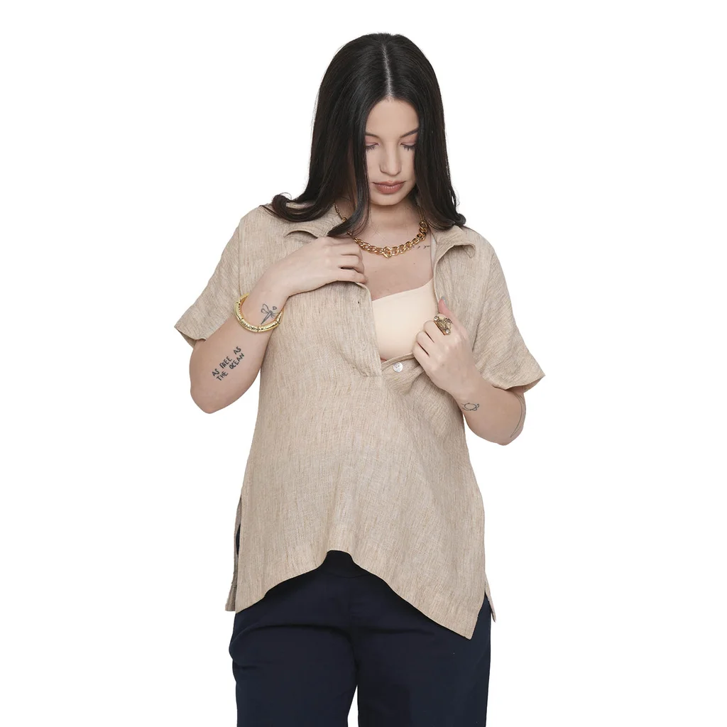 BLUSA LINO CON CANESU DELANTERO OVER SIZE