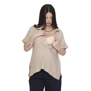 BLUSA LINO CON CANESU DELANTERO OVER SIZE - Vista 4