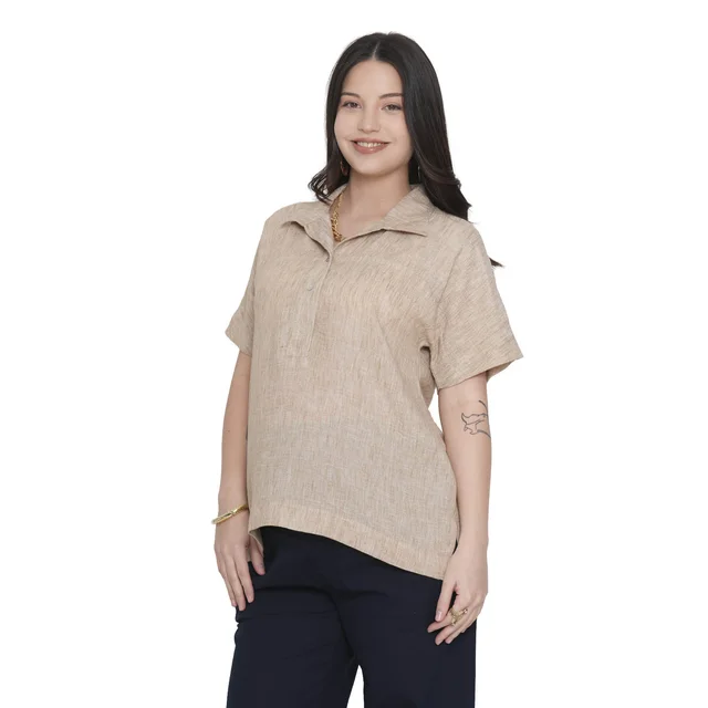 BLUSA LINO CON CANESU DELANTERO OVER SIZE