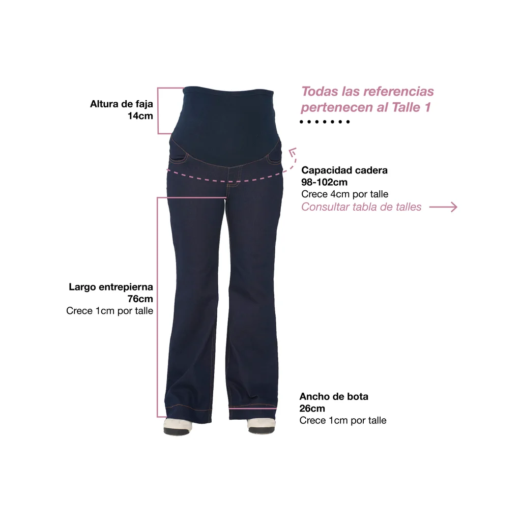 JEAN RECTO BLUE BLACK SEMI OXFORD CON BOTAMANGA ANCHA  CON FAJA ALGODON ELASTIZADA ALTA