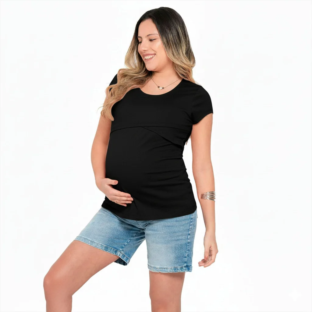 REMERA ALGODON ELASTIZADO CON DELANTERO PARA AMAMANTAR CRUZADO