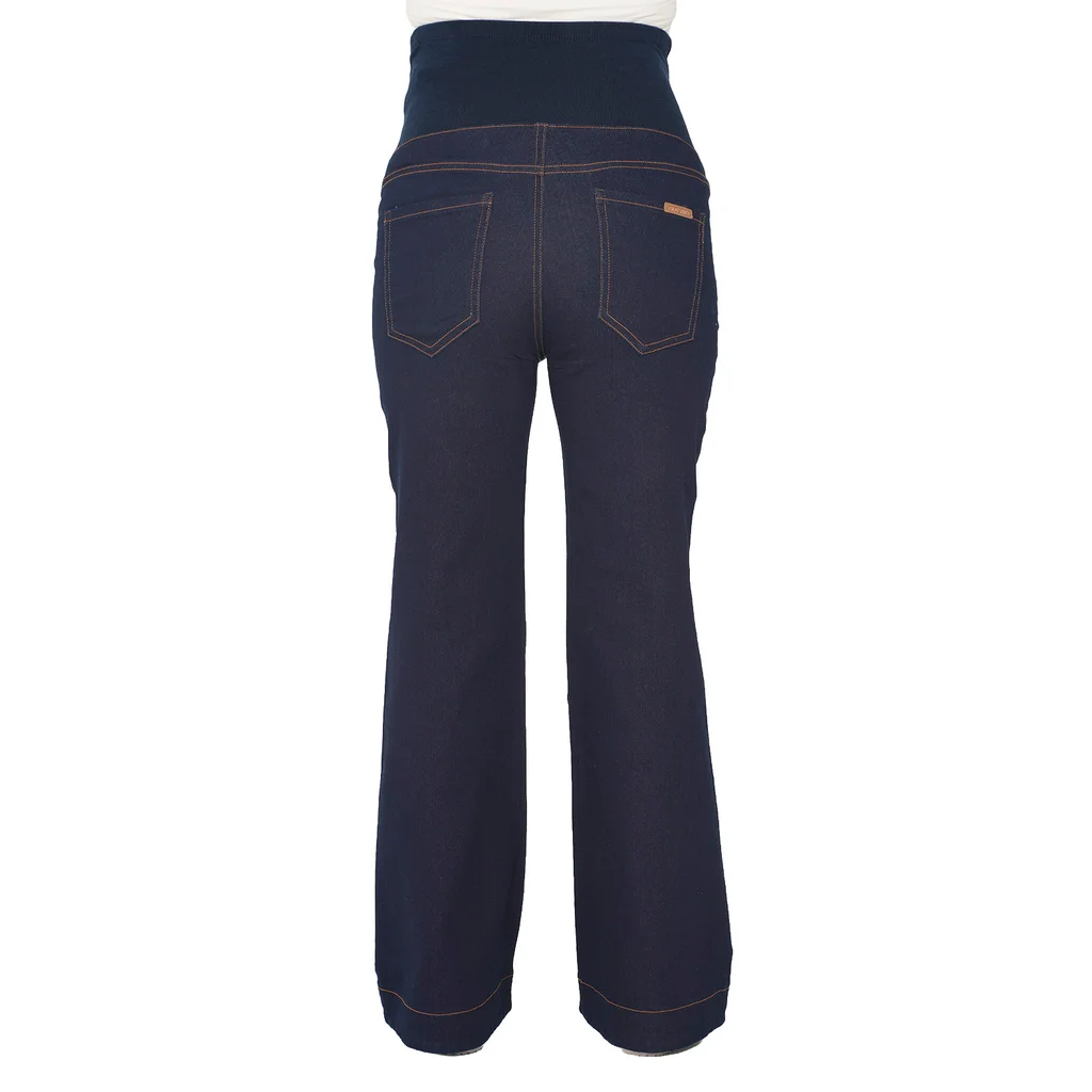JEAN RECTO BLUE BLACK SEMI OXFORD CON BOTAMANGA ANCHA  CON FAJA ALGODON ELASTIZADA ALTA