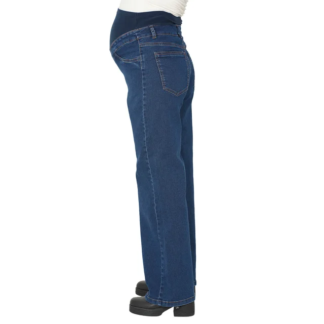 JEAN SEMI WIDE CON FRENTE IRREGULAR FAJA DE ALGODON ELASTIZADO EN PANZA