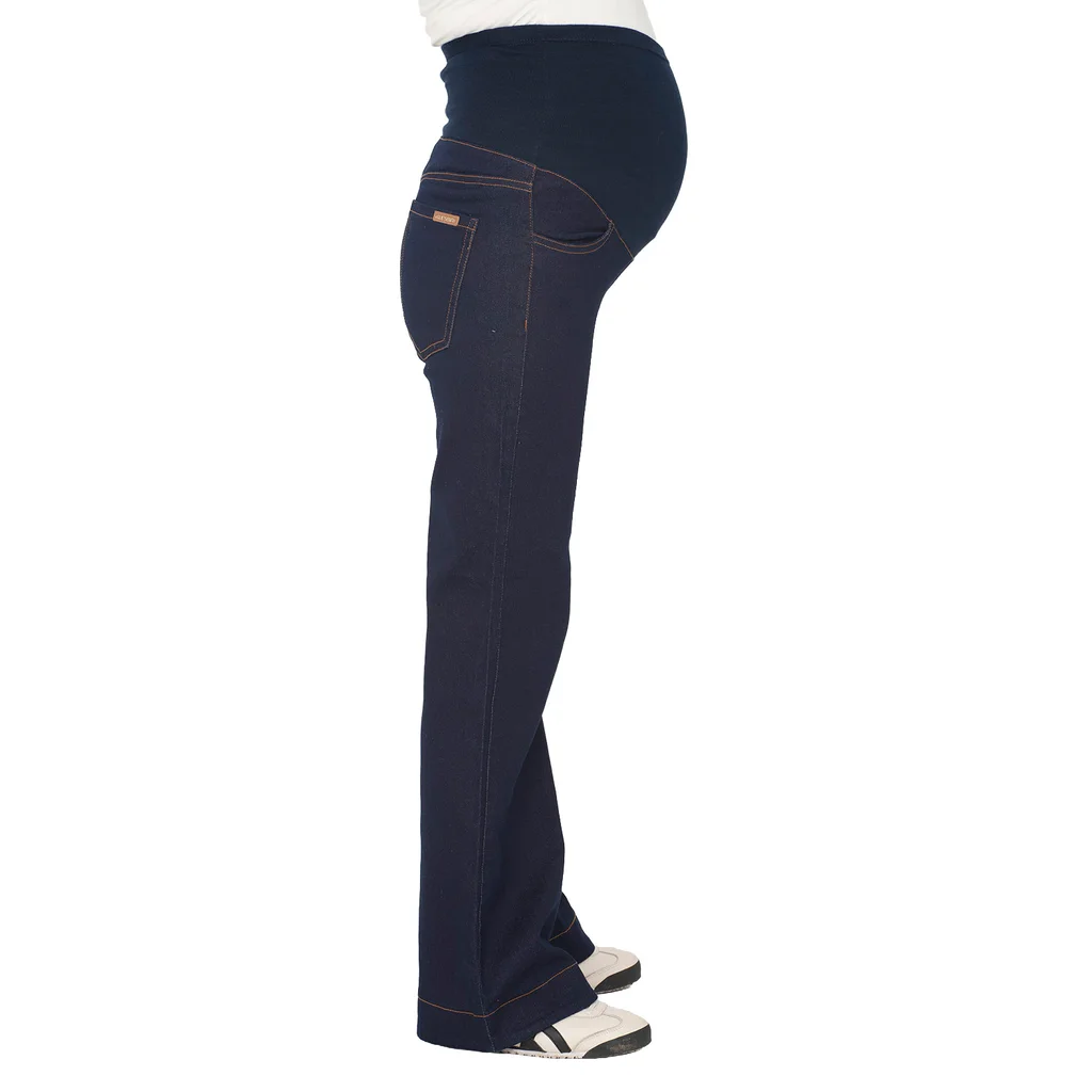 JEAN RECTO BLUE BLACK SEMI OXFORD CON BOTAMANGA ANCHA  CON FAJA ALGODON ELASTIZADA ALTA