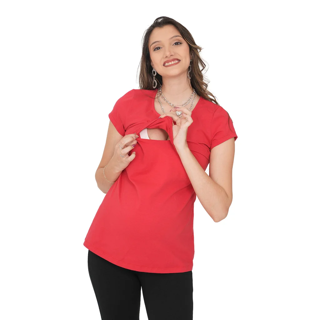 REMERA ALGODON ELASTIZADO CON DELANTERO PARA AMAMANTAR CRUZADO