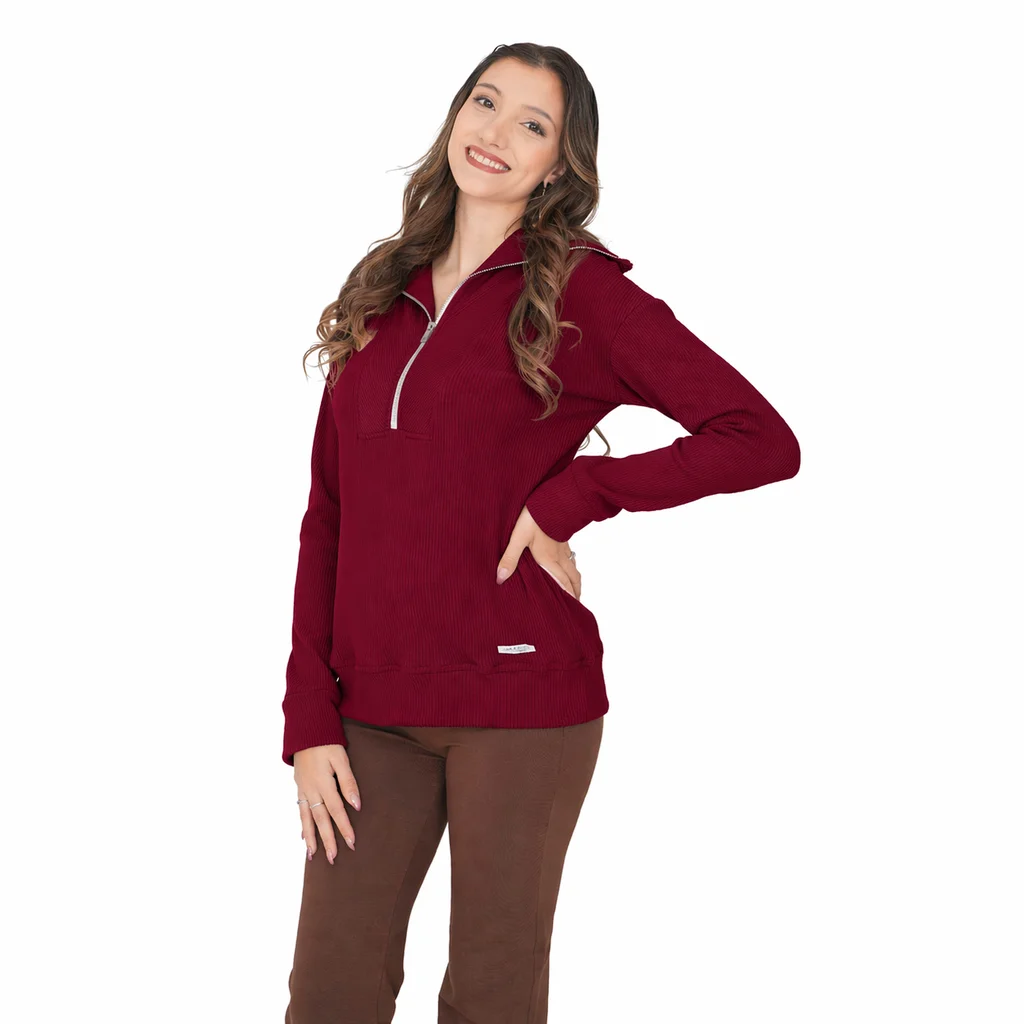 SWEATER LANILLA MORLEY CON CIERRE METALIZADO AMPLIO PARA AMAMANTAR