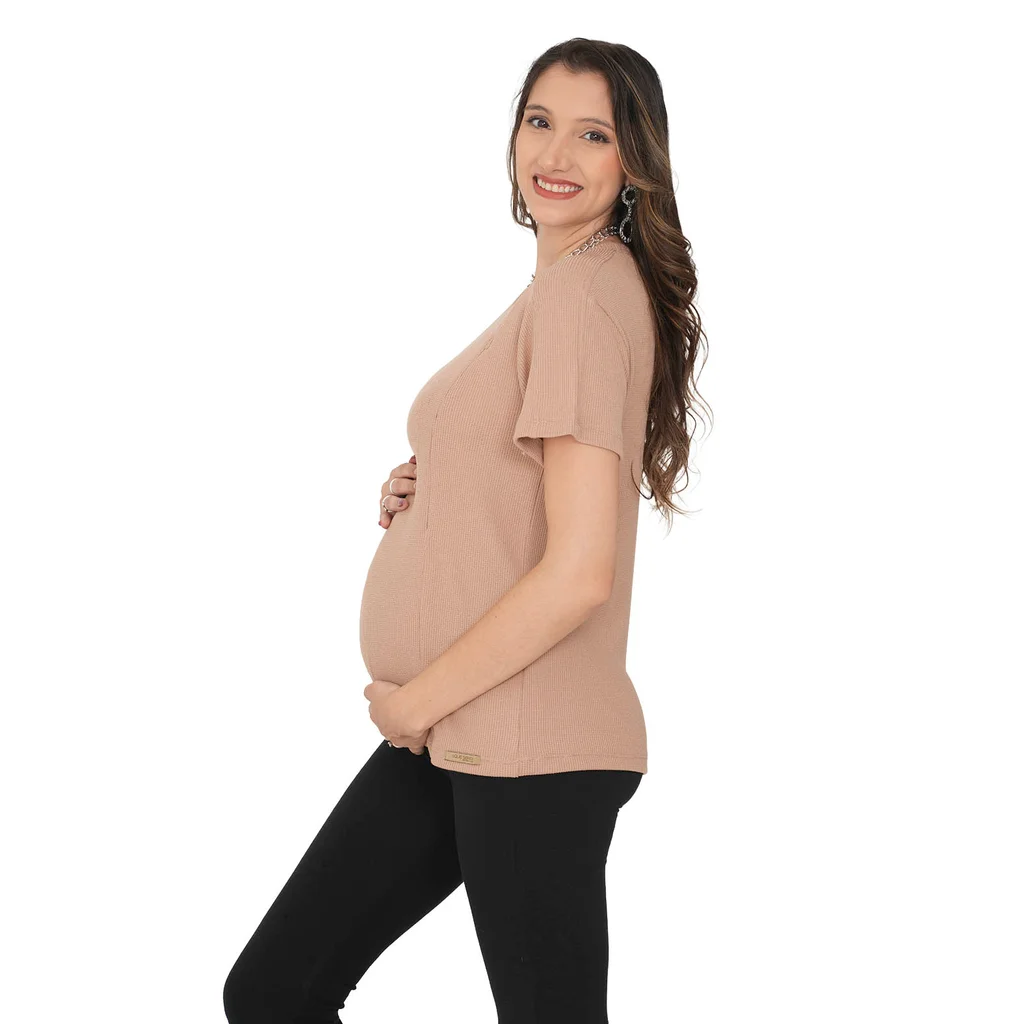 REMERA TELA WAFFLE LIVIANA CON CIERRES EN  LATERALES PARA AMAMANTAR