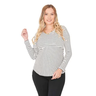 REMERA RAYAS CON SOBRE DELANTERO PARA AMAMANTAR - Vista 3