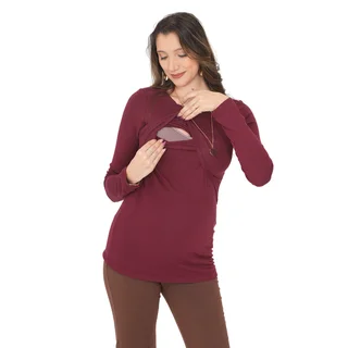 REMERA SUPER ELASTIZADA CON DETALLE EN CUELLO Y APERTURA DELANTERA PARA AMAMANTAR - Vista 4