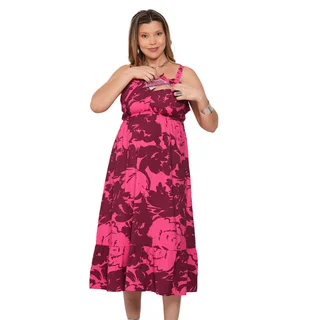 VESTIDO ESTAMPADO DE TELA PLANA CON SISTEMA PARA AMAMANTAR Y ELASTICOS EN LA ESPALDA PARA DAR CAPACIDAD A LA PANZA Y BUSTO - Vista 4