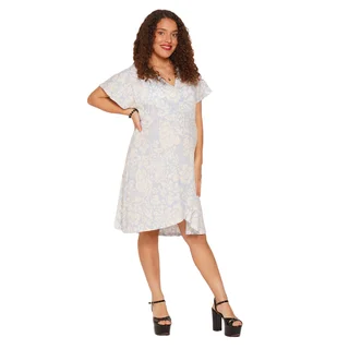 VESTIDO DE SLOOP ELASTIZADO ESTAMPADO CRUZADO PARA AMAMANTAR - Vista 1