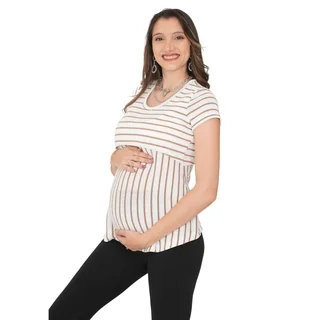 REMERA HILO TEJIDA CON RAYAS CON SISTEMA PARA AMAMANTAR - Vista 1