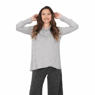 BUZO TELA ESMERILADA CON SISTEMA PARA AMAMANTAR CUELLO POLERA - Vista 6