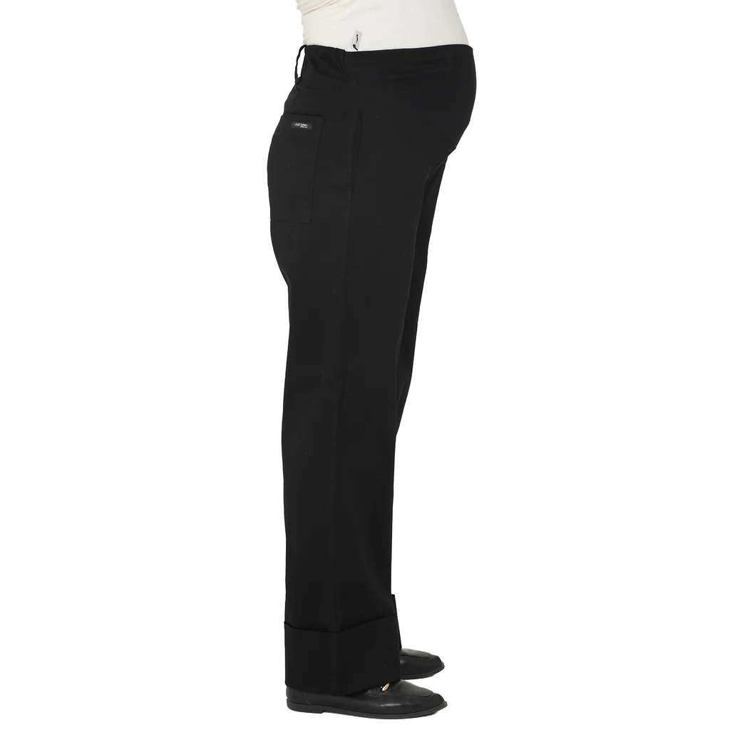 PANTALON COTTON SATEN ELASTIZADO CON BOTA ANCHA Y FAJA DE ALGODON  EN LA CINTURA DELANTERA