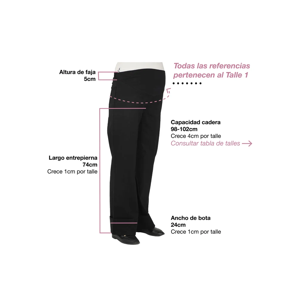 PANTALON COTTON SATEN ELASTIZADO CON BOTA ANCHA Y FAJA DE ALGODON  EN LA CINTURA DELANTERA