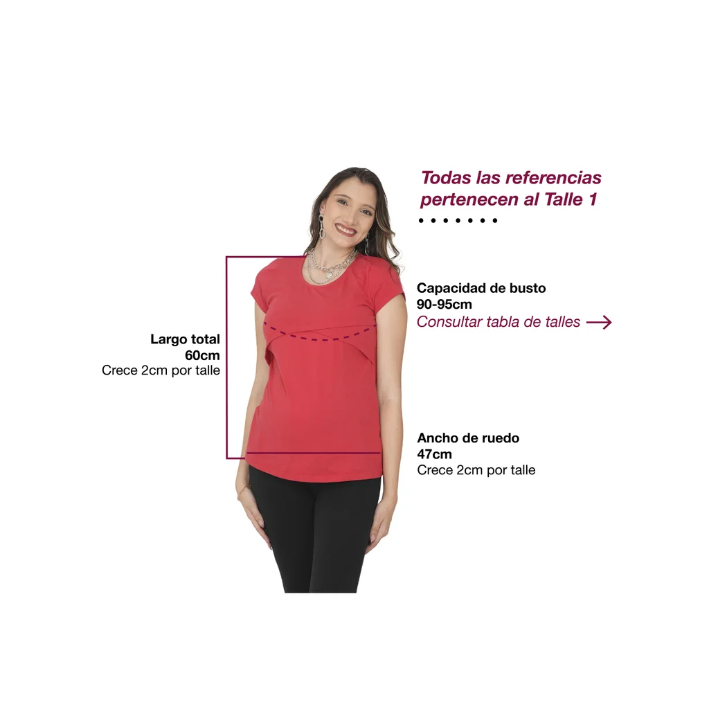 REMERA ALGODON ELASTIZADO CON DELANTERO PARA AMAMANTAR CRUZADO