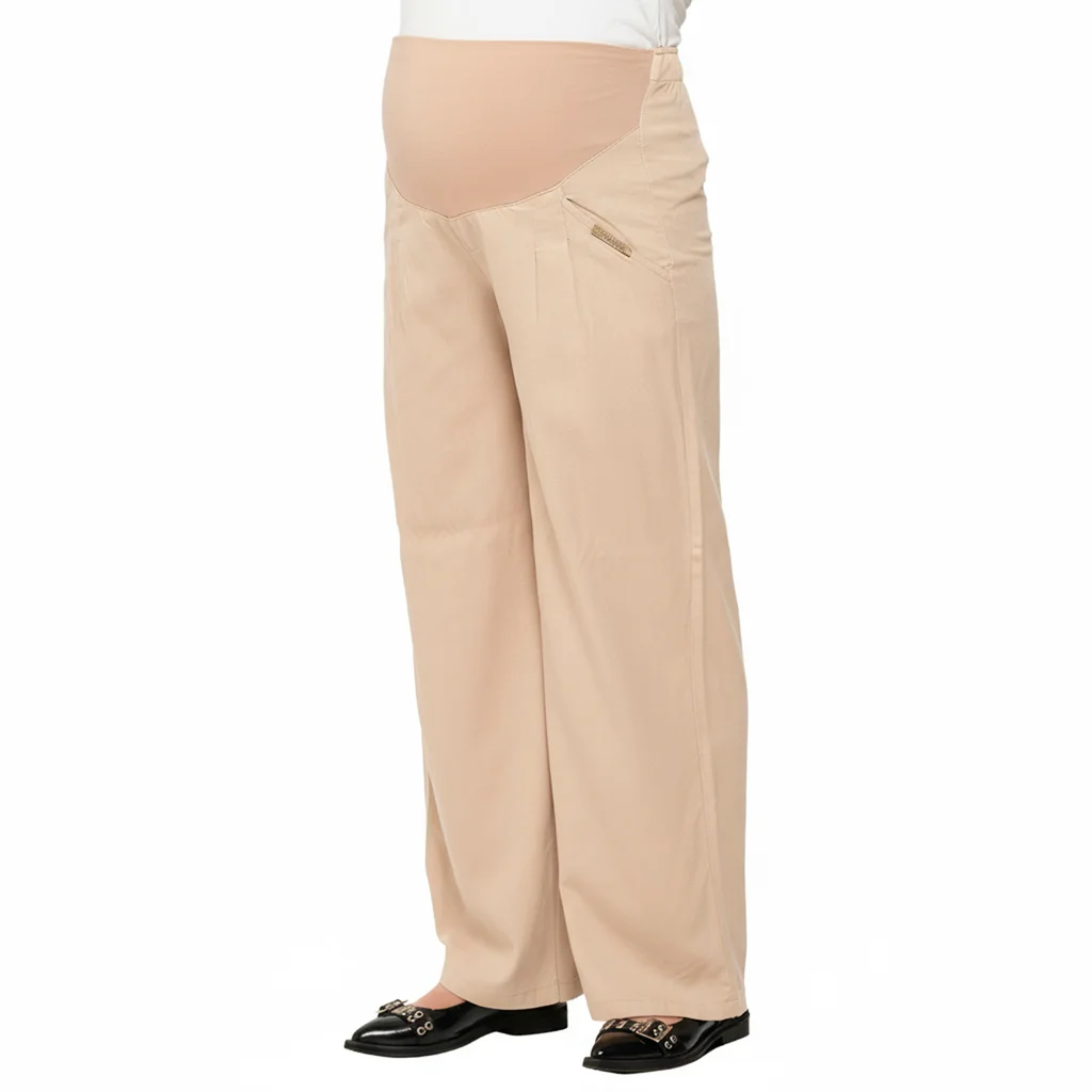 PANTALON DE LINO PIERNA ANCHA CON BOLSILLO Y PINZA, FAJA ELASTIZADA EN PANZA