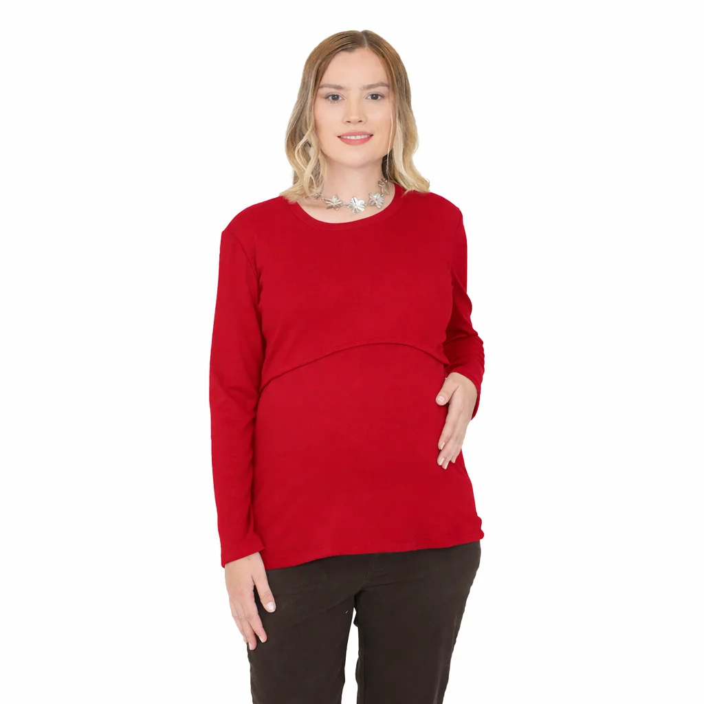 REMERA ELASTIZADA CON SOBRE DELANTERO PARA AMAMANTAR. ESPALDA ENTALLADA