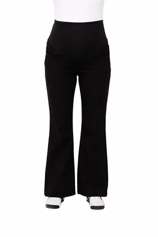 PANTALON RECTO DE GABARDINA ELASTIZADA CON BOTAMANGA ANCHO Y FAJA DE LAGODON ELASTIZADA EN PANZA - Vista 6