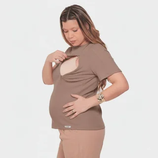 REMERA TELA WAFFLE LIVIANA CON CIERRES EN  LATERALES PARA AMAMANTAR - Vista 3