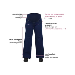 JEAN WIDE LEG TIRO ALTO CON FAJA ALGODON ELASTIZADA DELANTERA - Vista 5