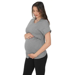 REMERA ELASTIZADA OVERSIZE CON RECORTES Y SISTEMA PARA AMAMANTAR - Vista 1