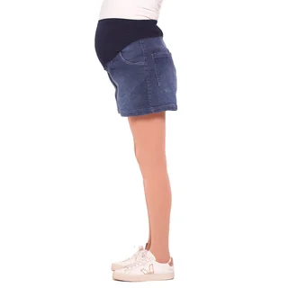 SHORT JEAN PIERNA WIDE CON FAJA ELASTIZADA DE ALGODON EN LA CINTURA, ESPALDA CON PINZAS - Vista 3