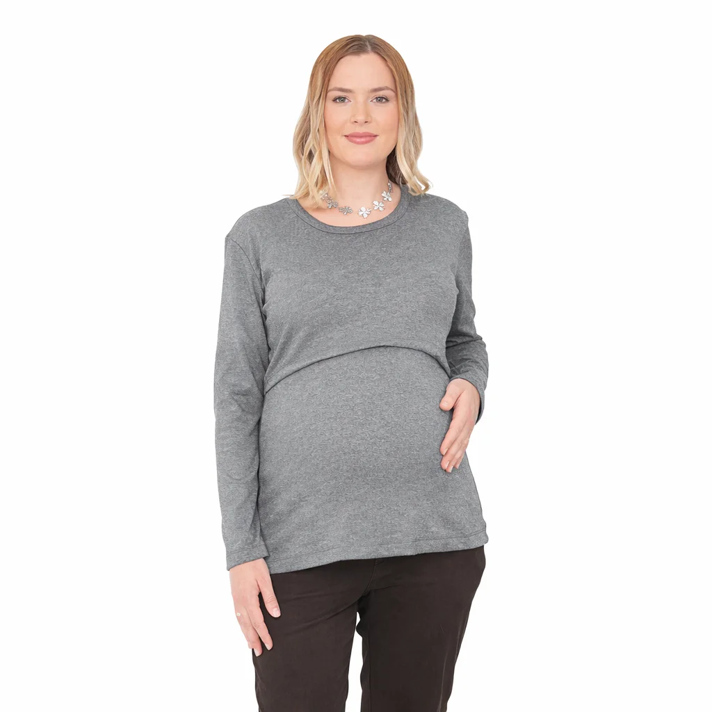 REMERA ELASTIZADA CON SOBRE DELANTERO PARA AMAMANTAR. ESPALDA ENTALLADA