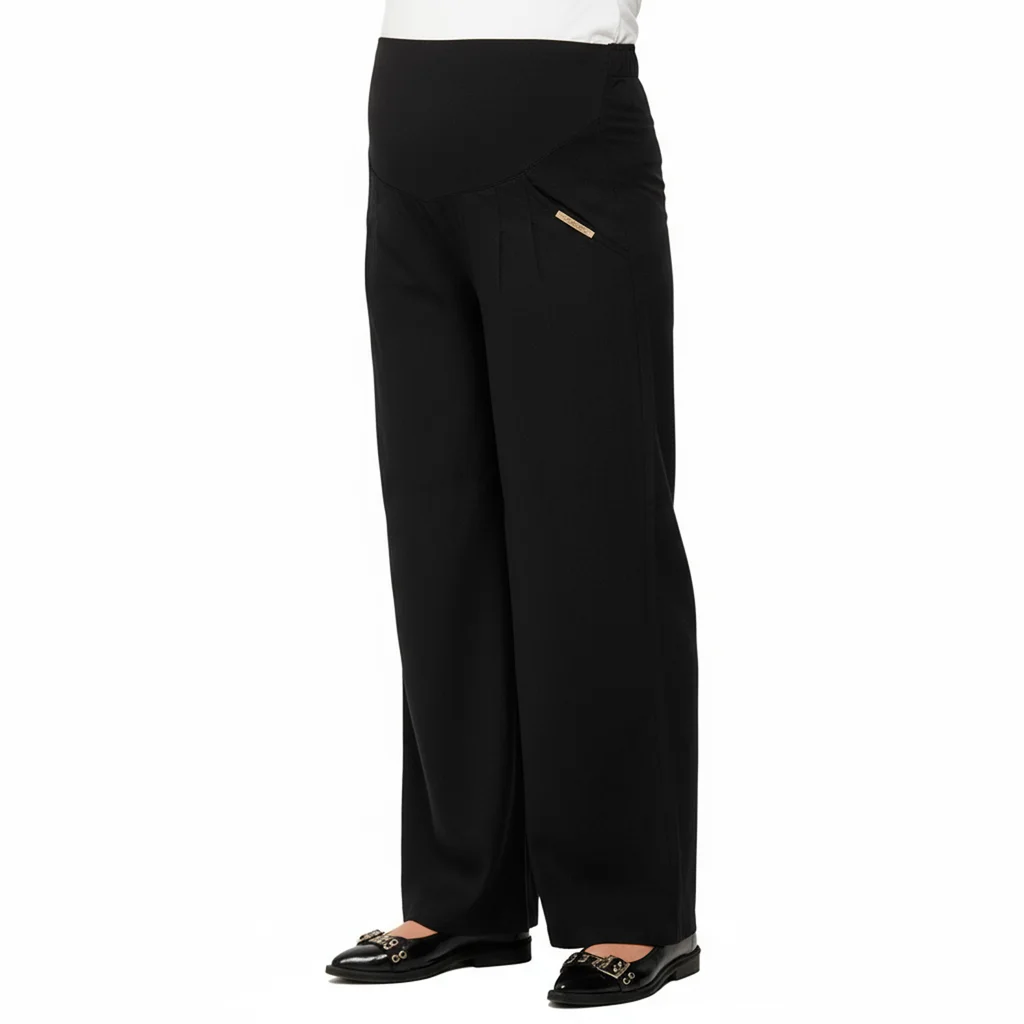 PANTALON DE LINO PIERNA ANCHA CON BOLSILLO Y PINZA, FAJA ELASTIZADA EN PANZA