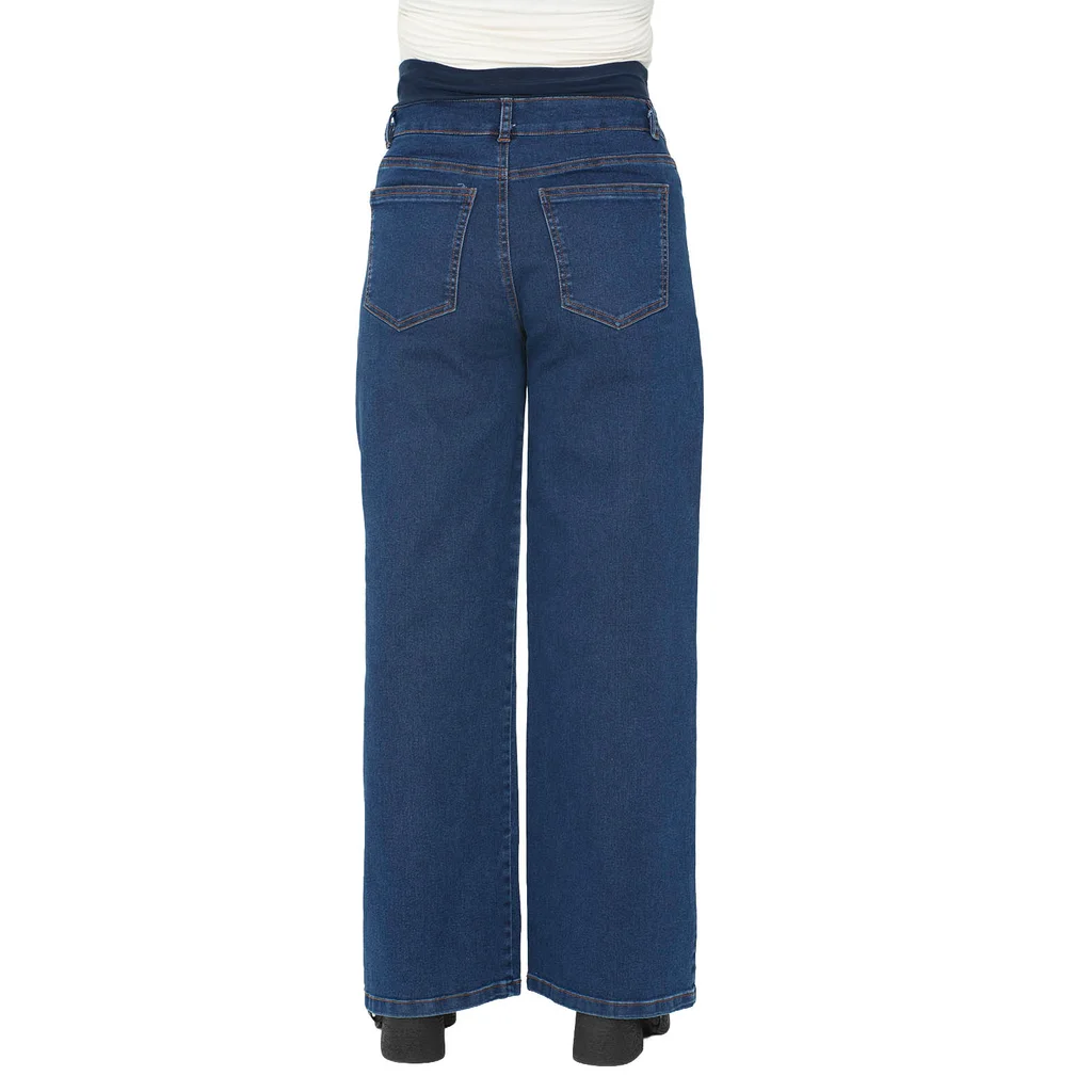 JEAN SEMI WIDE CON FRENTE IRREGULAR FAJA DE ALGODON ELASTIZADO EN PANZA