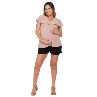 BLUSA SEY ELASTIZADA CON TAJO EN BUSTO PARA AMAMANTAR Y VOLADO EN MANGA - Vista 2