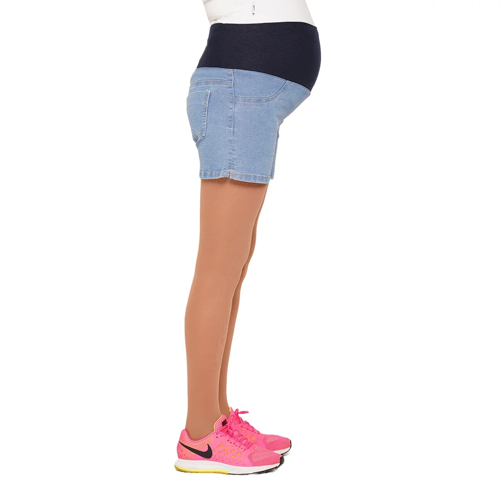 SHORT JEAN ELASTIZADO CELESTE CON FAJA ELASTIZADA DE ALGODON