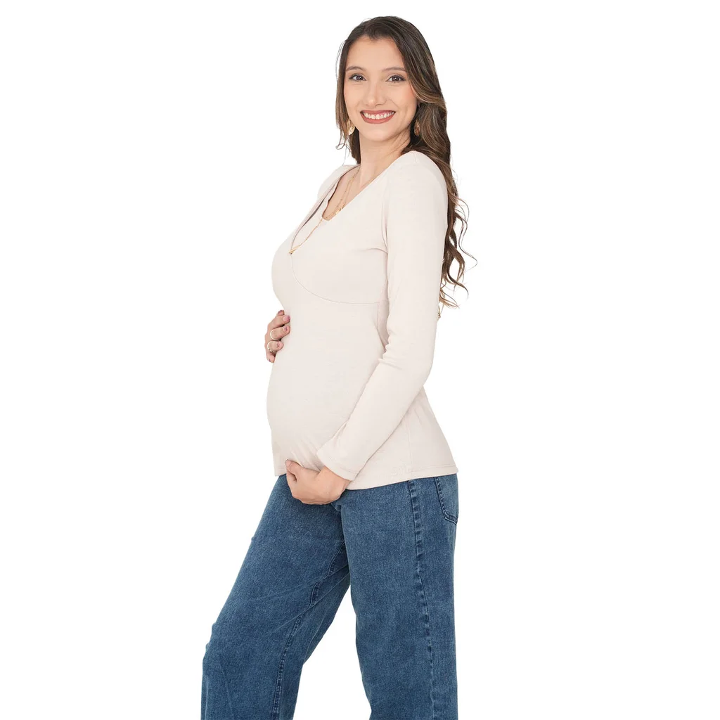 REMERA SUPER ELASTIZADA CON CORTE EN BUSTO Y SISTEMA PARA AMAMANTAR