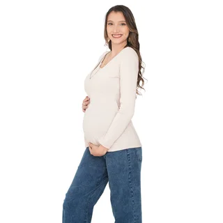 REMERA SUPER ELASTIZADA CON CORTE EN BUSTO Y SISTEMA PARA AMAMANTAR - Vista 3