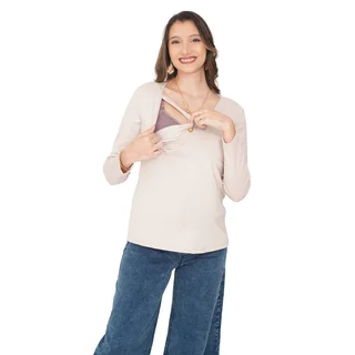 REMERA SUPER ELASTIZADA CON CORTE EN BUSTO Y SISTEMA PARA AMAMANTAR - Vista 4