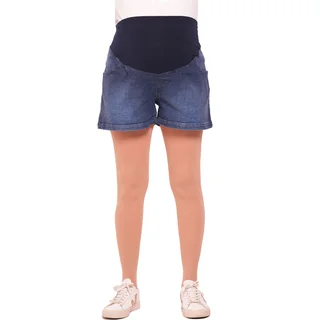 SHORT JEAN PIERNA WIDE CON FAJA ELASTIZADA DE ALGODON EN LA CINTURA, ESPALDA CON PINZAS - Vista 2