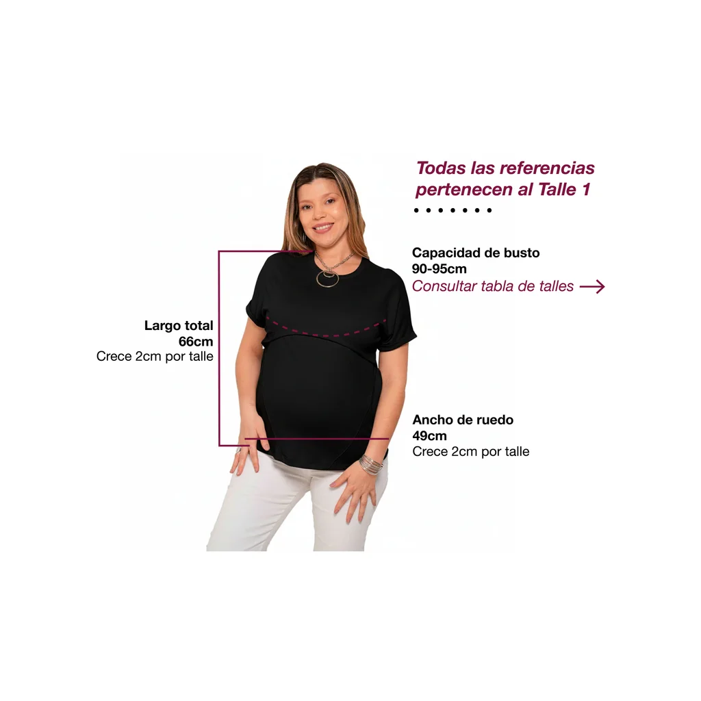 REMERA ELASTIZADA OVERSIZE CON RECORTES Y SISTEMA PARA AMAMANTAR