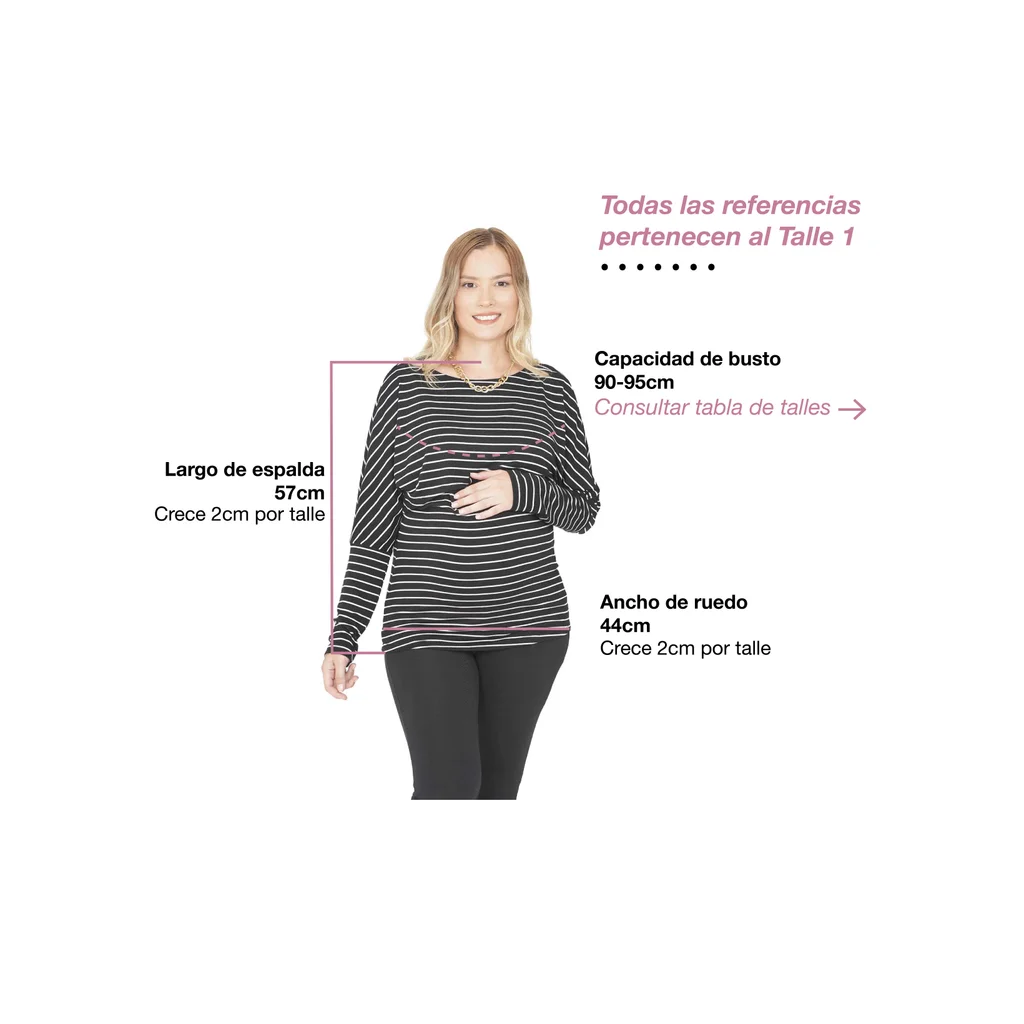 REMERA MODAL RAYAS CON MANGA OVERSIZE CAIDA CON APERTURA PARA AMAMANTAR