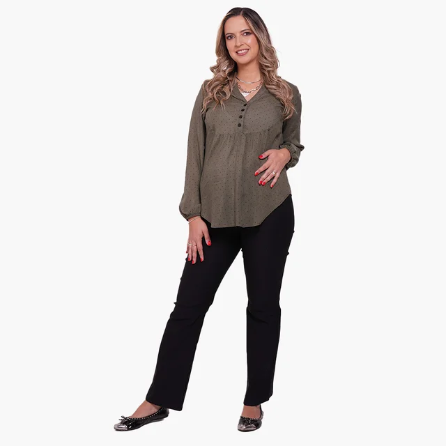 BLUSA MANGA LARGA VOILE RAYON ESTAMPADA CON CARTERA AMPLIA PARA AMAMANTAR