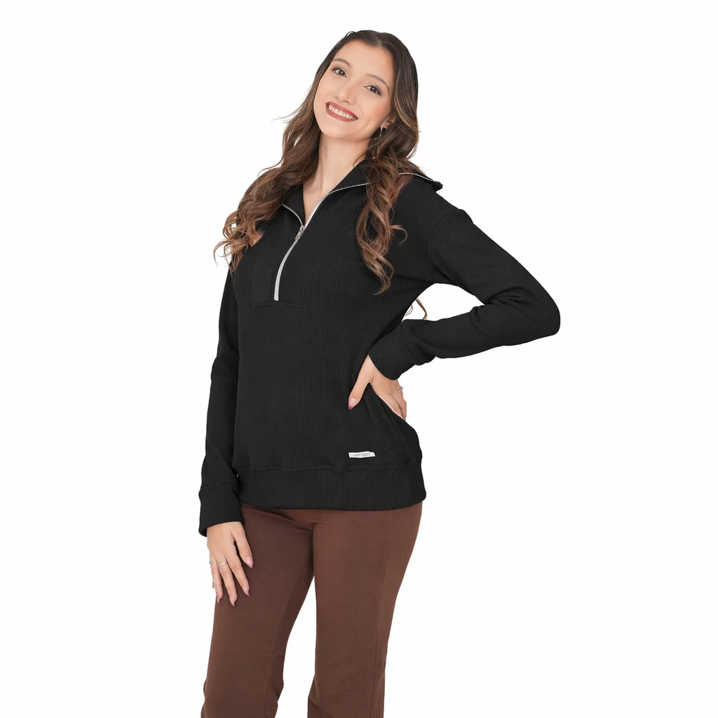 SWEATER LANILLA MORLEY CON CIERRE METALIZADO AMPLIO PARA AMAMANTAR