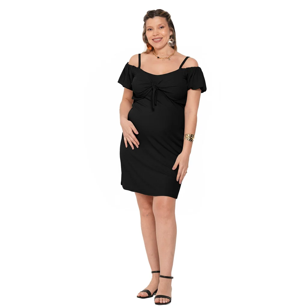 VESTIDO MICROMORLEY CON MANGA GLOBO Y TORERITA DELANTERA PARA AMAMANTAR